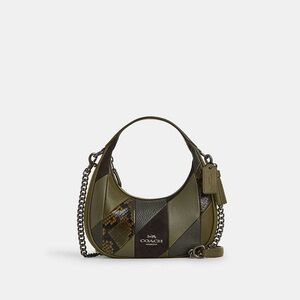 Coach Carmen Mini Crossbody Bag With Patchwork Gunmetal/Olive  NWT CCE64
